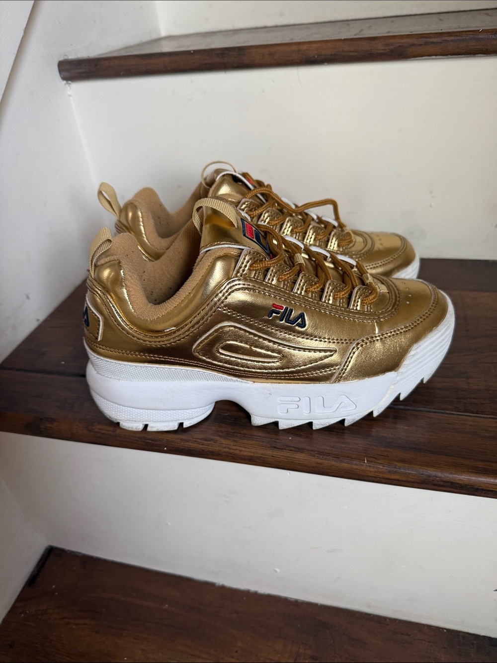 Metallic Gold Chunky Platform Sneakers